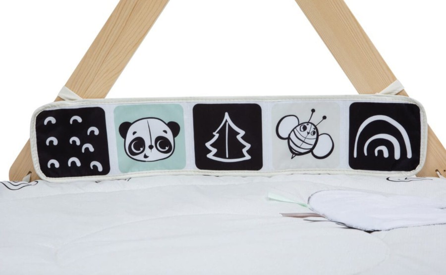 Gimnastyka, mata edukacyjna z drewnianym stojakiem Decor Luxe - czarno-biała / Tiny Love