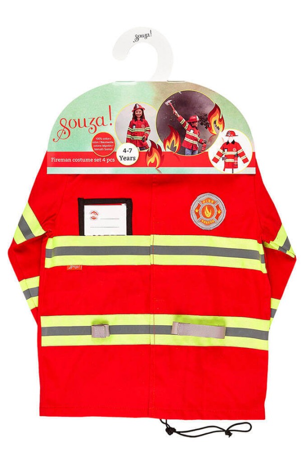 Kostium strażaka zestaw z kaskiem i akcesoriami 4-7 lat / Souza!