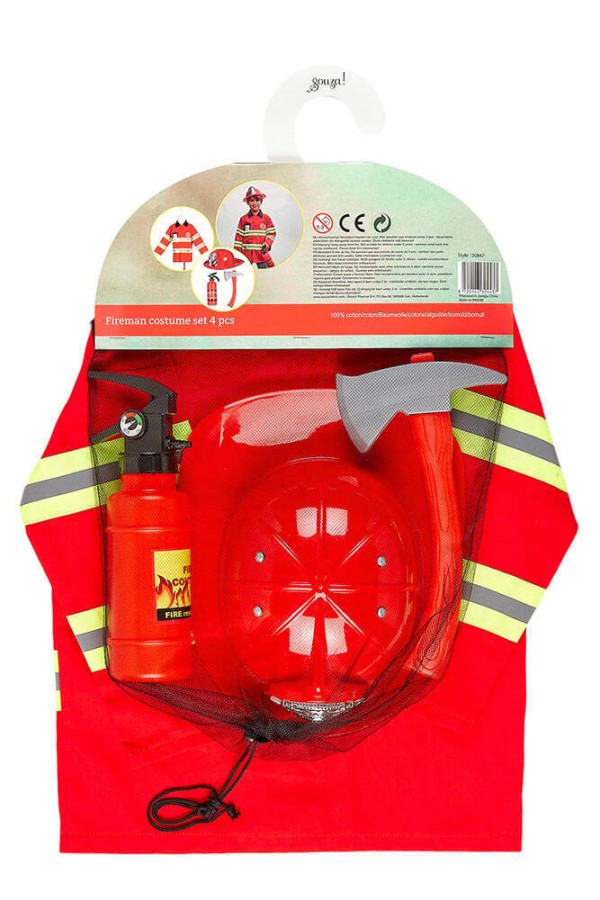 Kostium strażaka zestaw z kaskiem i akcesoriami 4-7 lat / Souza!