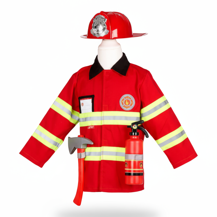 Kostium strażaka zestaw z kaskiem i akcesoriami 4-7 lat / Souza!