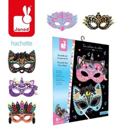 Zestaw kreatywny Do zdrapywania Maski karnawałowe 5+ / Janod