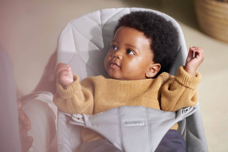 BABYBJORN - leżaczek BLISS WOVEN, Petal Quilt, Jasnoszary