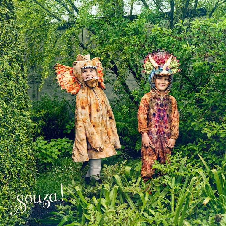 Kostium peleryna z kapturem - maską dinozaur Dilofozaur 4-7 lat / Souza!