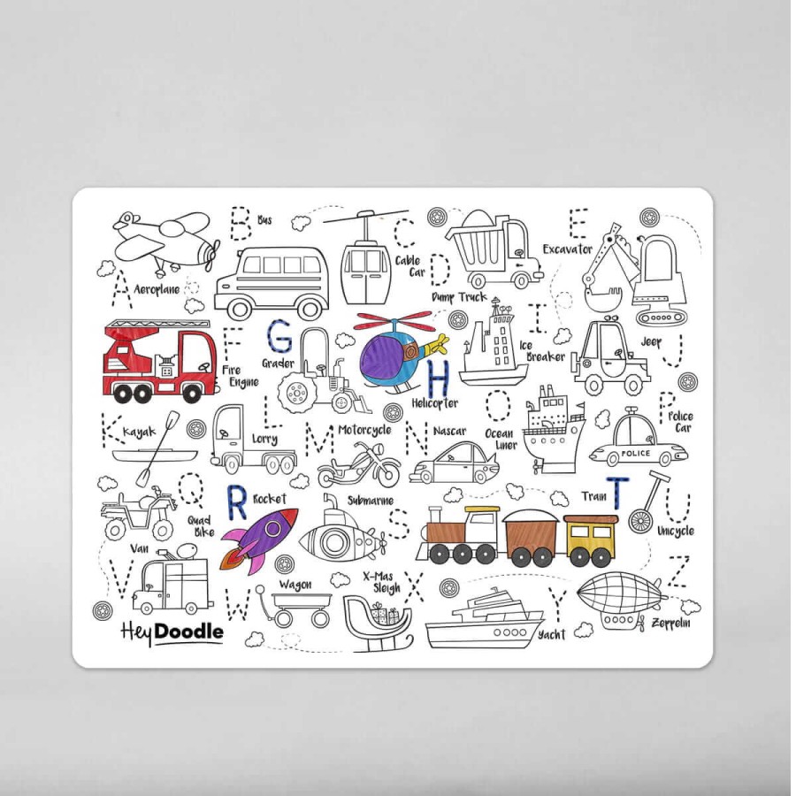 Duża Mata Silikonowa do Kolorowania A3 - Pojazdy / HeyDoodle
