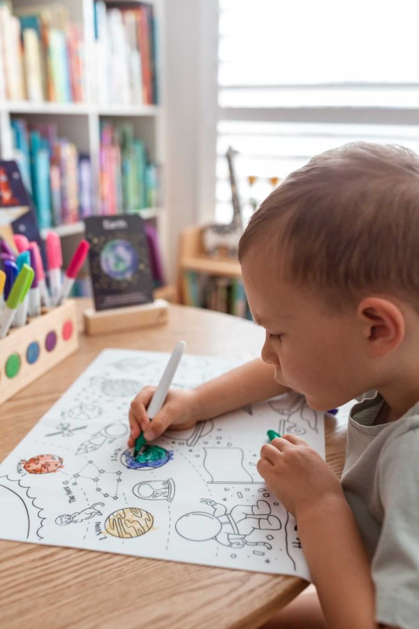 Duża Mata Silikonowa do Kolorowania A3 - Kosmos / HeyDoodle