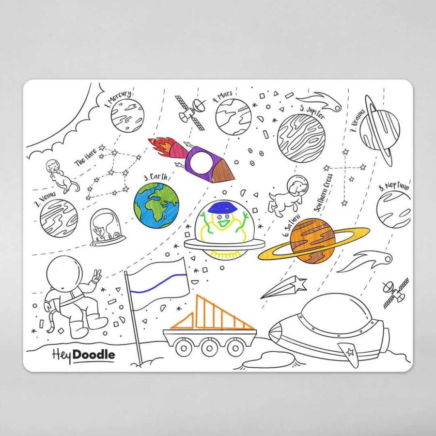 Duża Mata Silikonowa do Kolorowania A3 - Kosmos / HeyDoodle