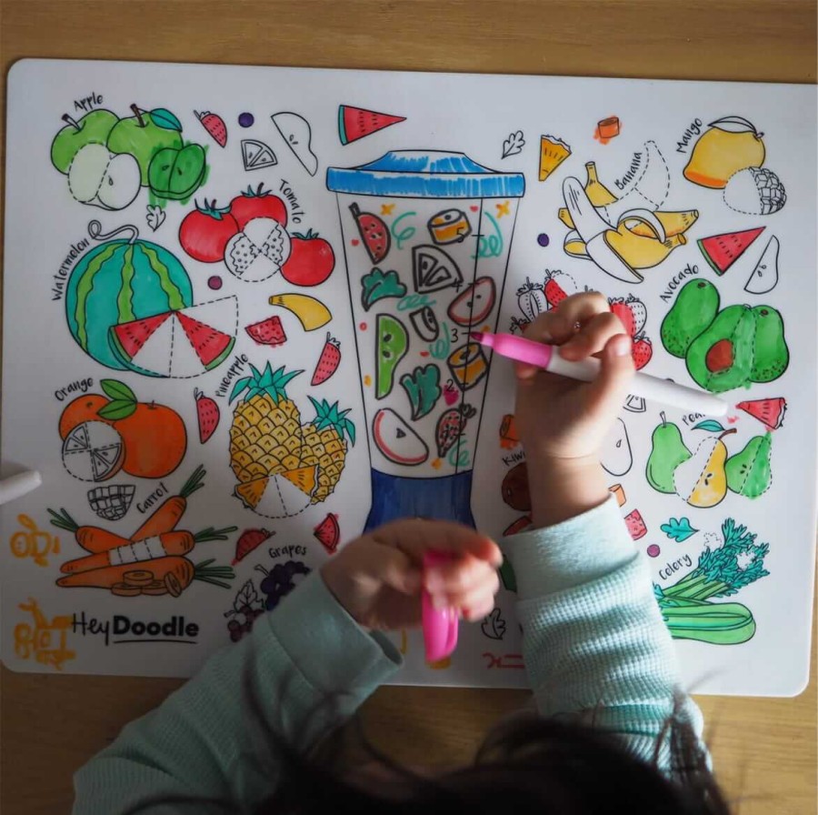 Duża Mata Silikonowa do Kolorowania A3 - Owoce i Warzywa / HeyDoodle