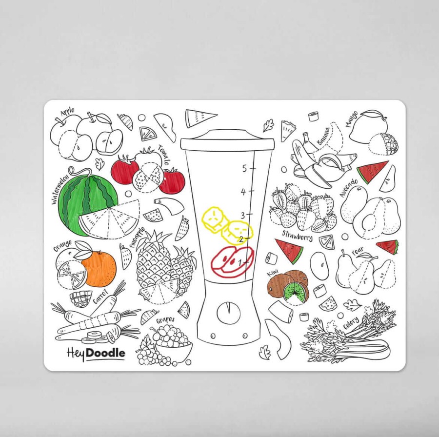 Duża Mata Silikonowa do Kolorowania A3 - Owoce i Warzywa / HeyDoodle