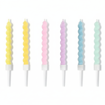 Świeczki urodzinowe zakręcone, 8.5 cm - mix / PartyDeco