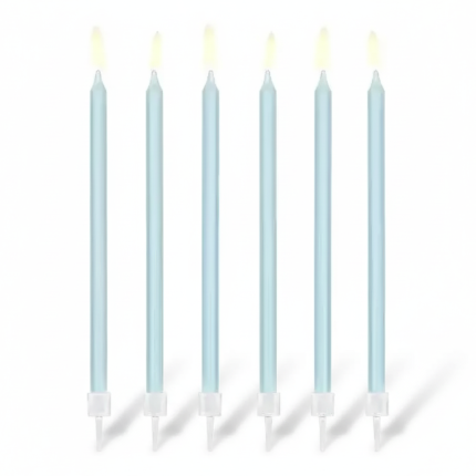 Świeczki urodzinowe gładkie, 14cm - jasny niebieski / PartyDeco