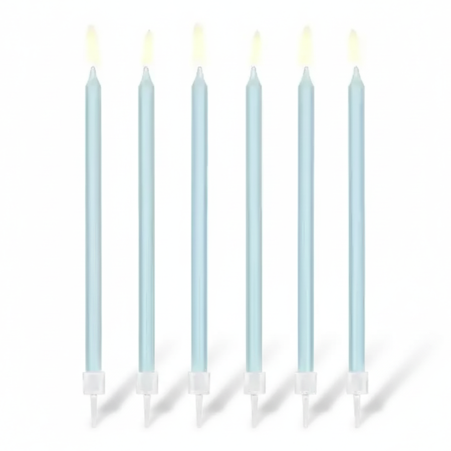 Świeczki urodzinowe gładkie, 14cm - jasny niebieski / PartyDeco