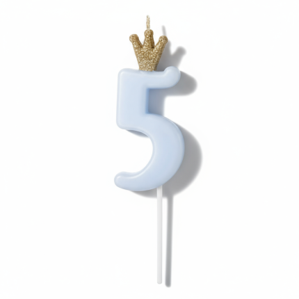 Świeczka urodzinowa Cyferka 5 - jasny niebieski / PartyDeco