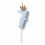 Świeczka urodzinowa Cyferka 7 - jasny niebieski / PartyDeco