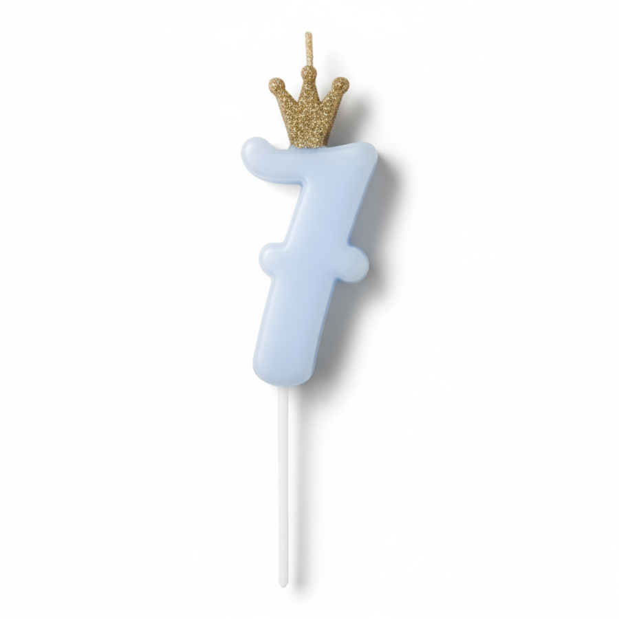 Świeczka urodzinowa Cyferka 7 - jasny niebieski / PartyDeco