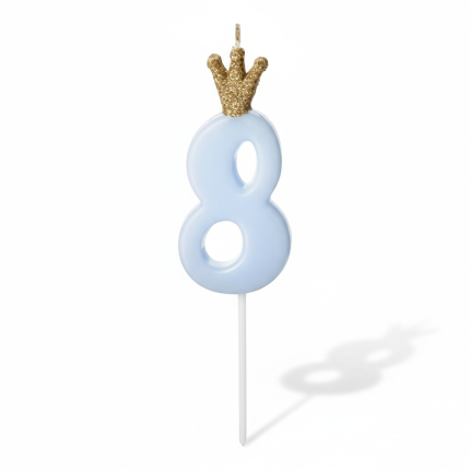 Świeczka urodzinowa Cyferka 8 - jasny niebieski / PartyDeco