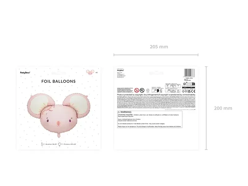 Balon foliowy Myszka, 96x64 cm / PartyDeco