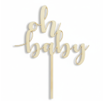 Topper drewniany Oh baby, 17cm / PartyDeco