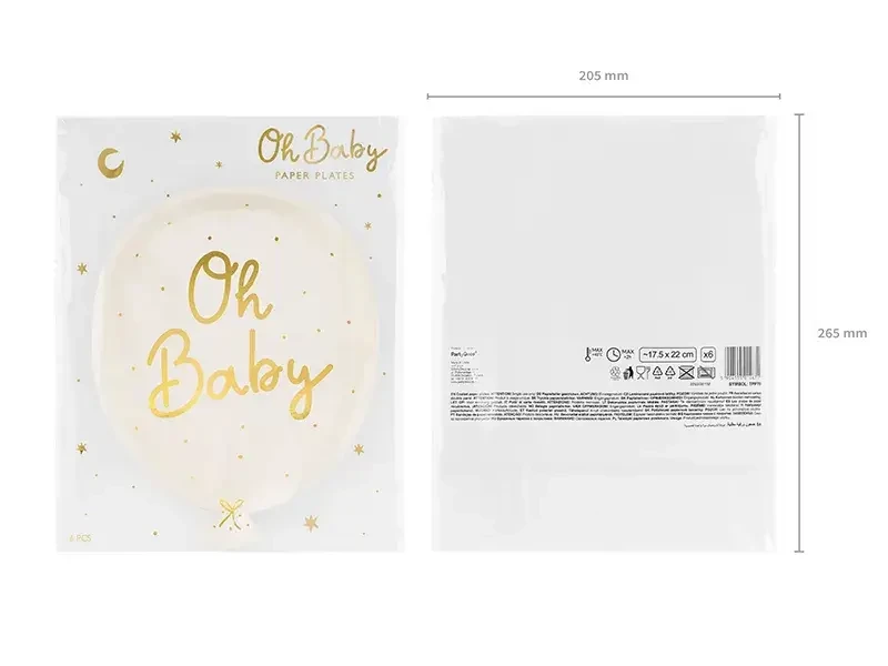 Talerzyki Oh baby, 6 szt. / PartyDeco