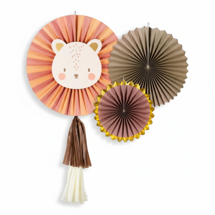 Rozety dekoracyjne Lew, 26-43 cm / PartyDeco