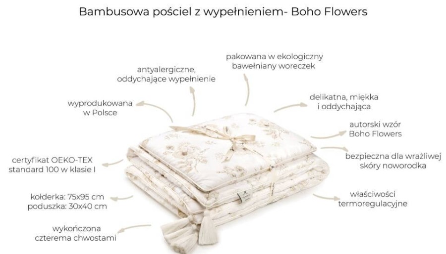 Bambusowa pościel z wypełnieniem 75x95 - boho flowers / My Memi