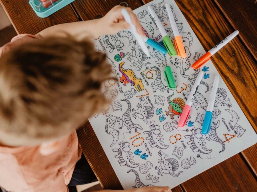 Duża Mata Silikonowa do Kolorowania A3 - Dinozaury / HeyDoodle