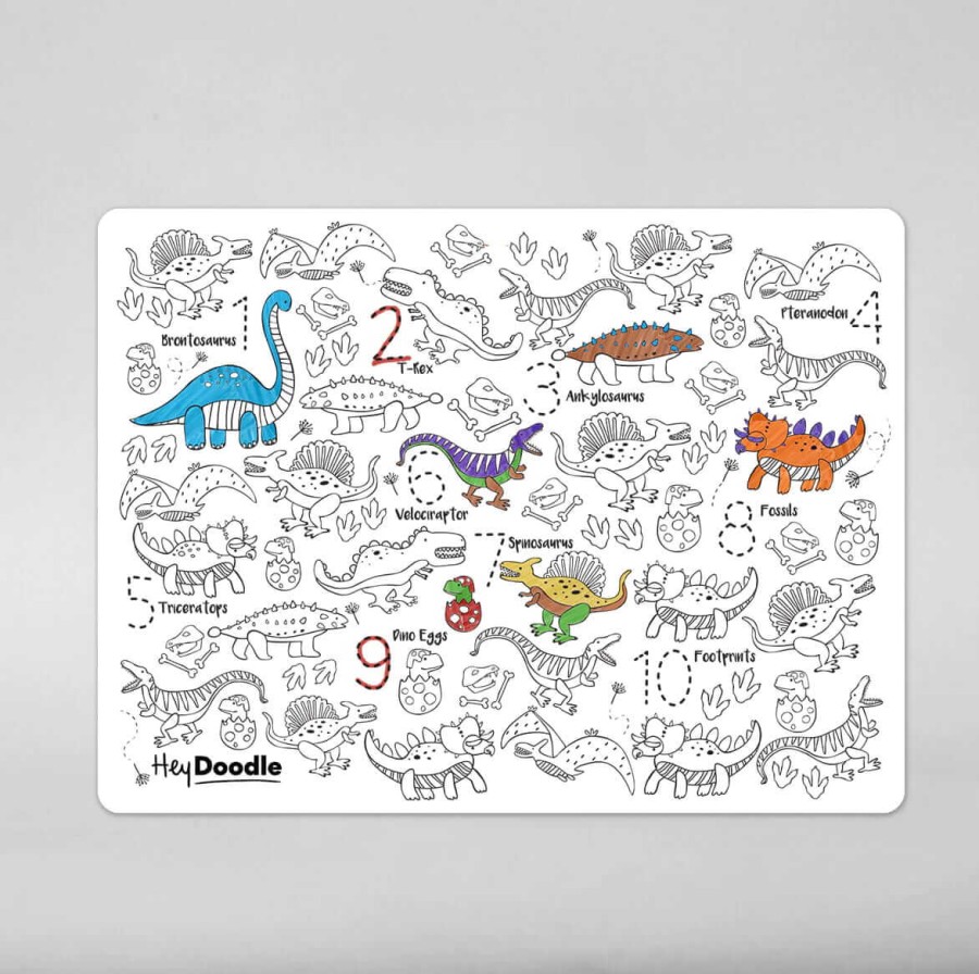 Duża Mata Silikonowa do Kolorowania A3 - Dinozaury / HeyDoodle