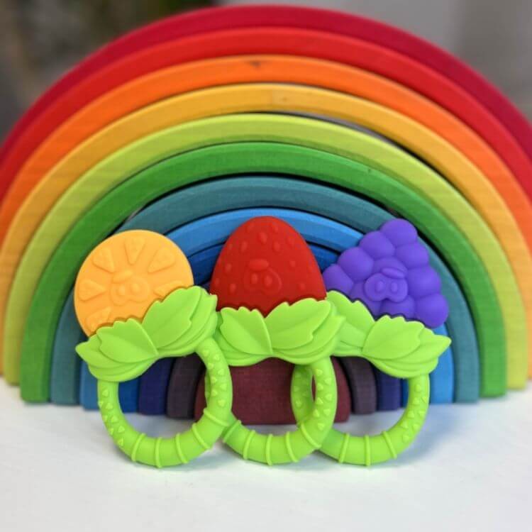 Gryzaki silikonowe - Owoce, 3 szt./ RaZbaby