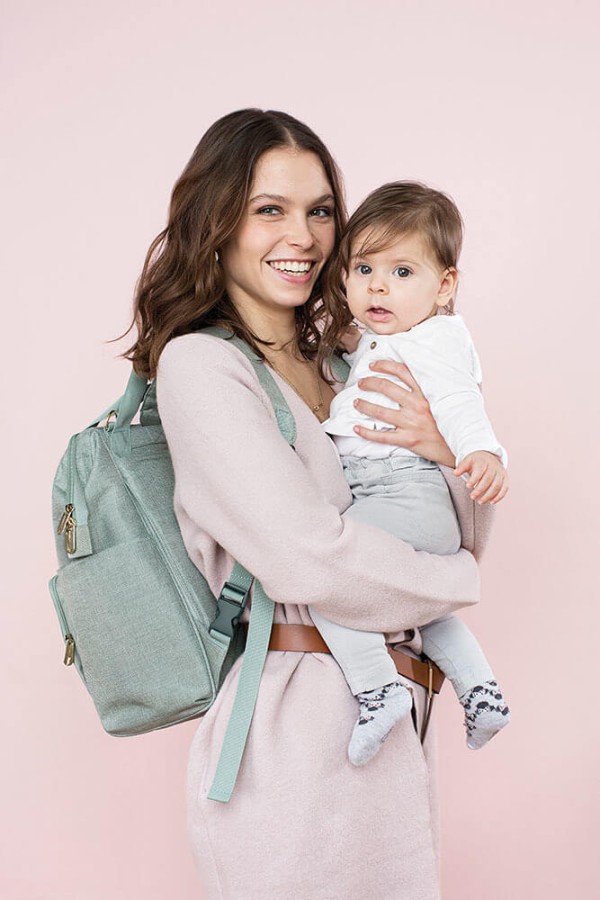 Plecak dla mam z akcesoriami Goldie Backpack Mint / Lassig Glam Label