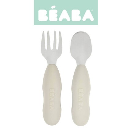 Zestaw pierwszych sztućców ze stali nierdzewnej Velvet grey / Beaba