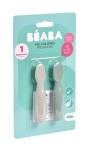 Zestaw 2 silikonowych pierwszych łyżeczek-gryzaków: Sage green, velvet grey / Beaba