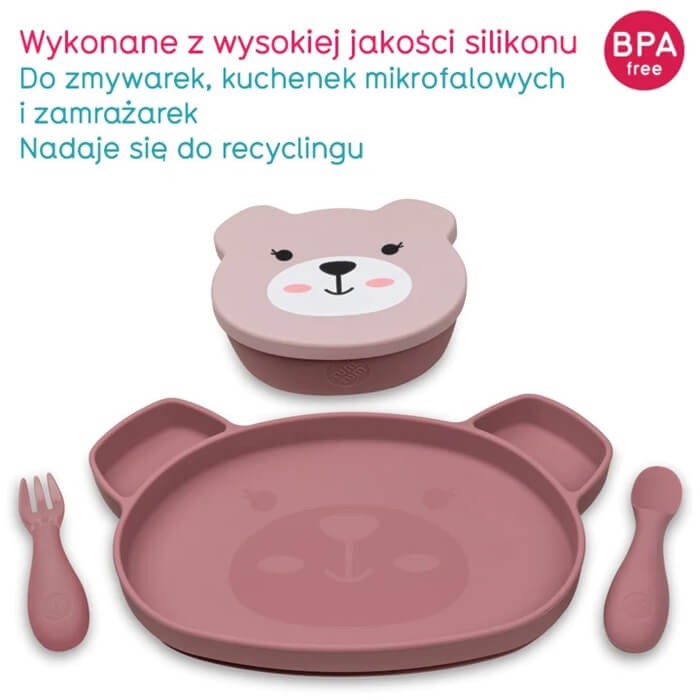 Zestaw obiadowy z przyssawkami - Pink Miś Betsy / Tum Tum