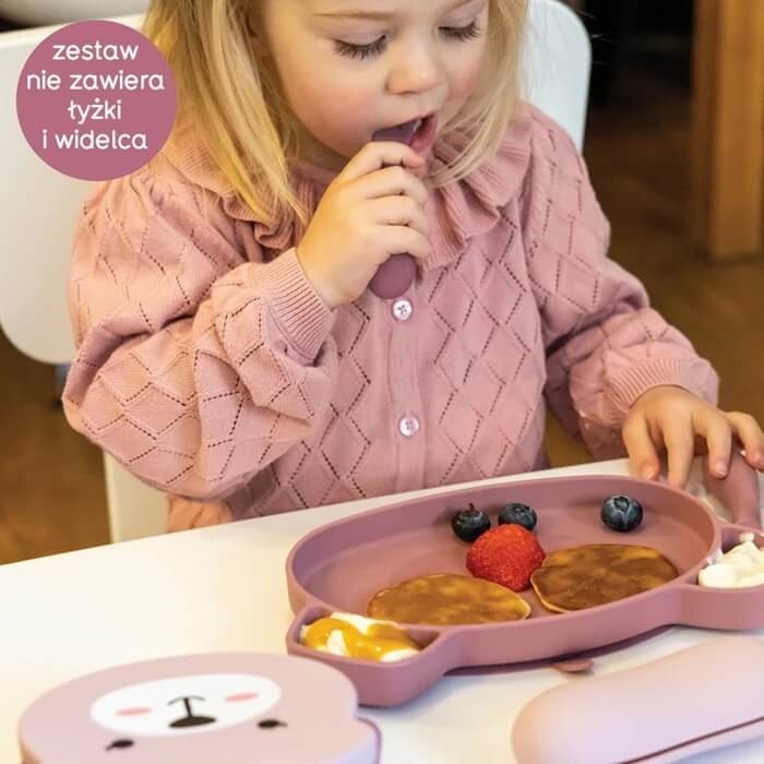 Zestaw obiadowy z przyssawkami - Pink Miś Betsy / Tum Tum