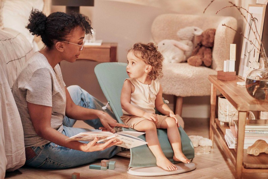 BABYBJORN - leżaczek BALANCE SOFT WOVEN JERSEY, light sage - grey