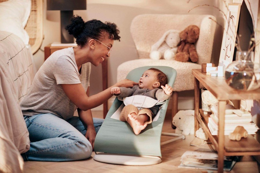 BABYBJORN - leżaczek BALANCE SOFT WOVEN JERSEY, light sage - grey