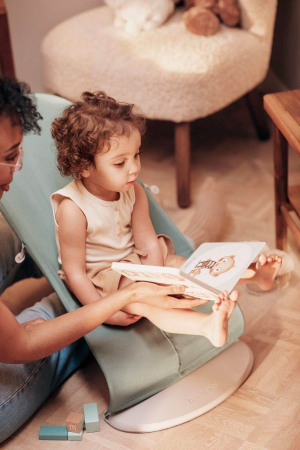 BABYBJORN - leżaczek BALANCE SOFT WOVEN JERSEY, light sage - grey