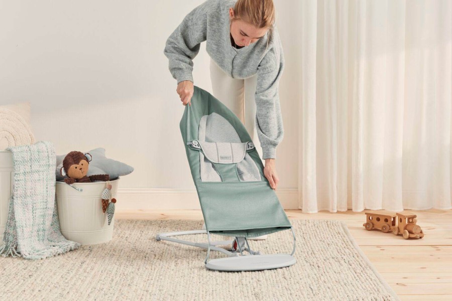 BABYBJORN - leżaczek BALANCE SOFT WOVEN JERSEY, light sage - grey