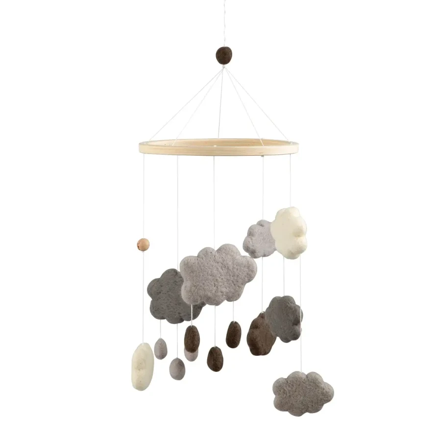 Filcowa Karuzela Mobile - clouds, warm grey / Sebra