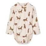 Kostium kąpielowy UV z długim rękawem Maxime - Leopard, sandy / Liewood