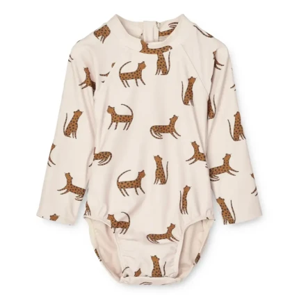 Kostium kąpielowy UV z długim rękawem Maxime - Leopard, sandy / Liewood