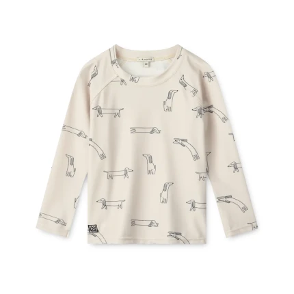 Koszulka kąpielowa UV z długim rękawem Noah - Dog, sandy / Liewood