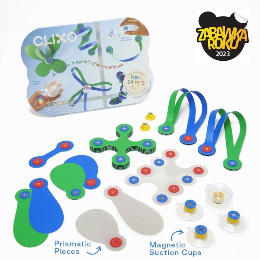 Układanka magnetyczna CLIXO Grip and Stick, zestaw z elementami pryzmatycznymi