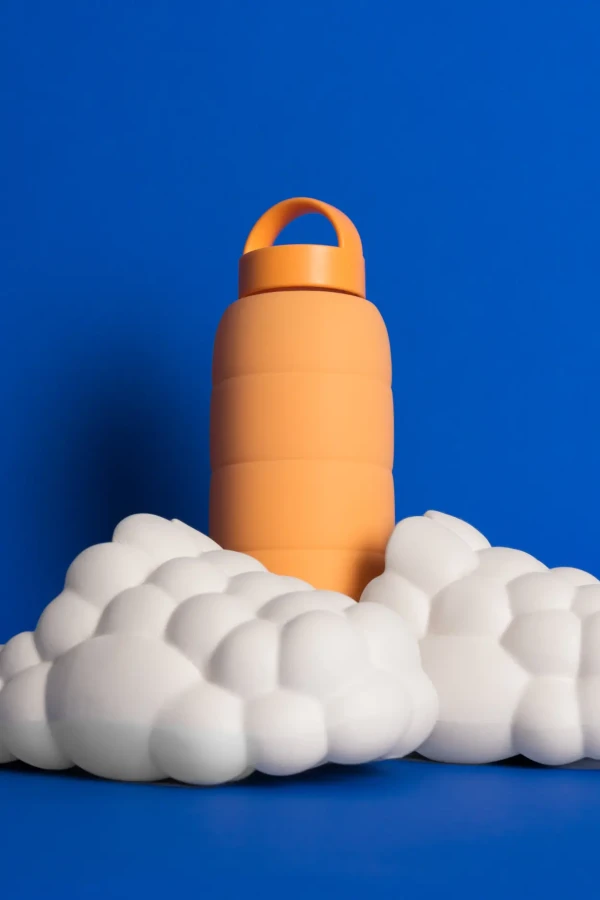 Szklana butelka do monitorowania dziennego nawodnienia Puffer Bottle - MELON / BINK