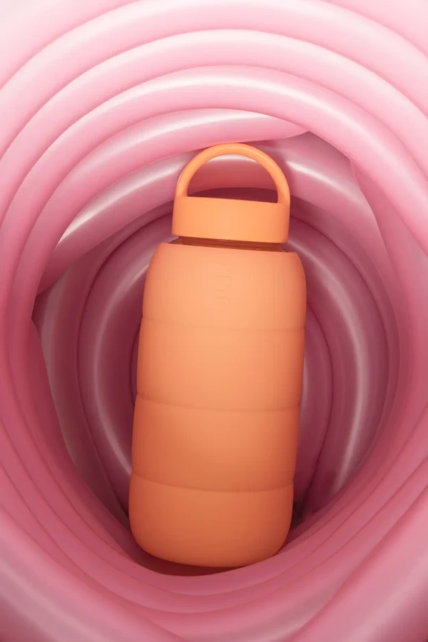 Szklana butelka do monitorowania dziennego nawodnienia Puffer Bottle - MELON / BINK