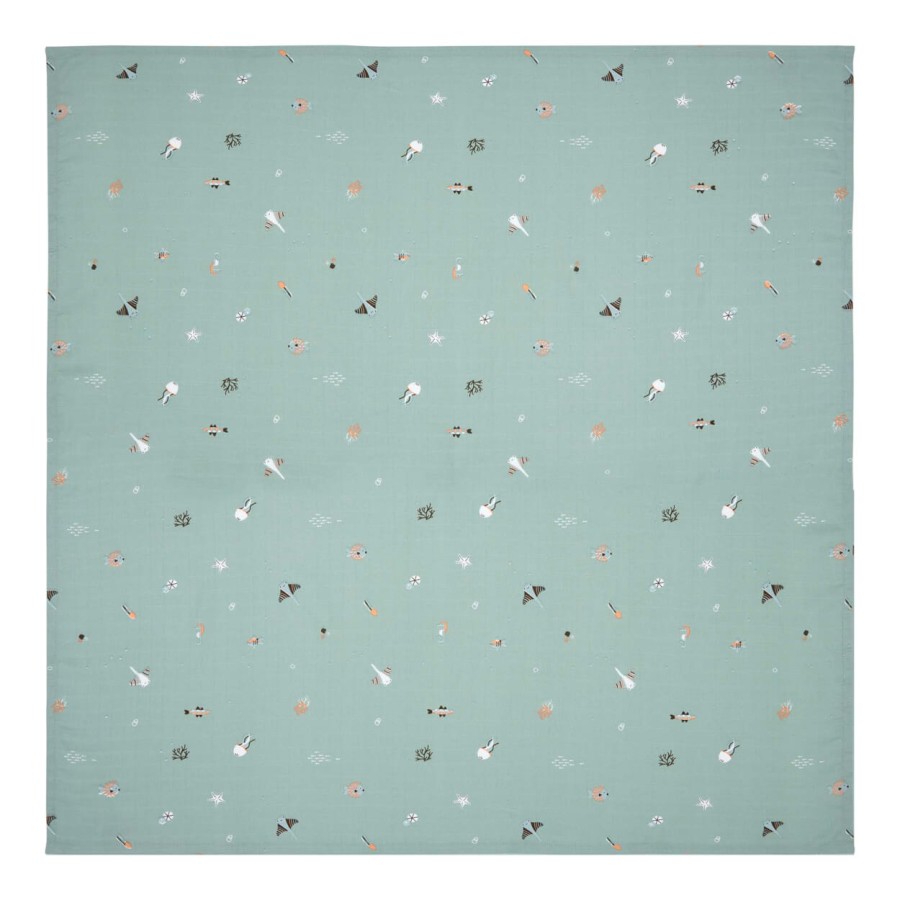 Otulacz bambusowo-muślinowy 110 x 110cm Ocean Vibes / bébé-jou