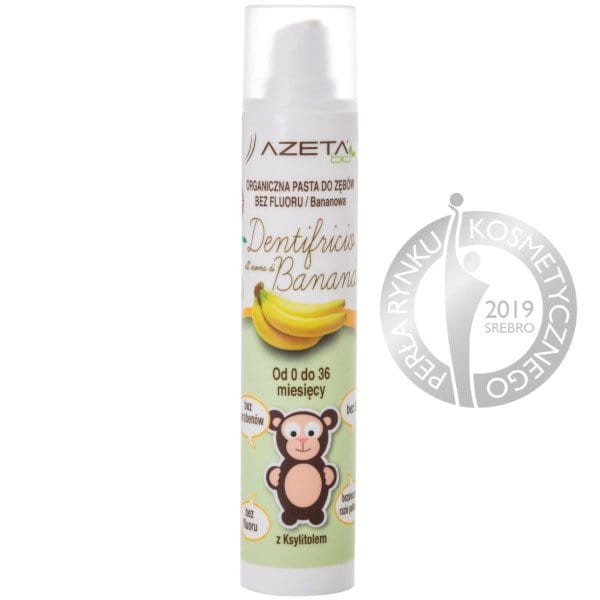 Organiczna pasta do zębów bez fluoru z ksylitolem i aloesem dla dzieci 0-3 lata bananowa 50ml / Azeta Bio