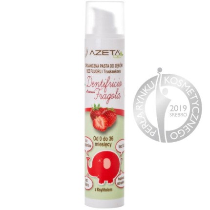 Organiczna pasta do zębów bez fluoru z ksylitolem i aloesem dla dzieci 0-3 lata truskawkowa, 50 ml / Azeta Bio