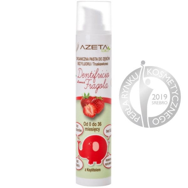Organiczna pasta do zębów bez fluoru z ksylitolem i aloesem dla dzieci 0-3 lata truskawkowa 50ml / Azeta Bio