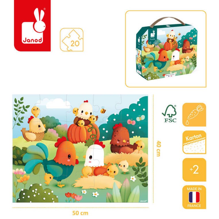 Puzzle w walizce Witajcie na farmie 20 elementów / Janod