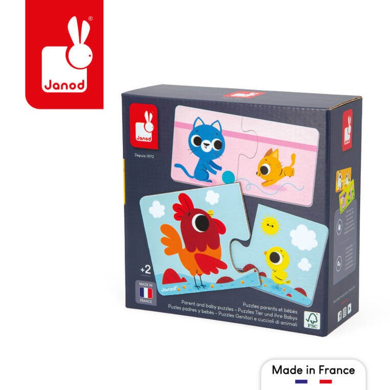 Pierwsze puzzle do pary Zwierzęta i ich dzieci 24 elementy / Janod