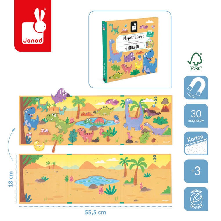 Magnetyczna układanka Magneti'stories Dinozaury  3+ / Janod